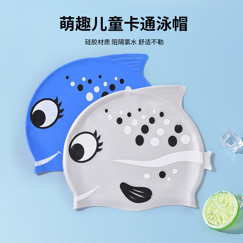 1PC Cute Cartoon Fish Print Si - Swim Cap Silicone review and price